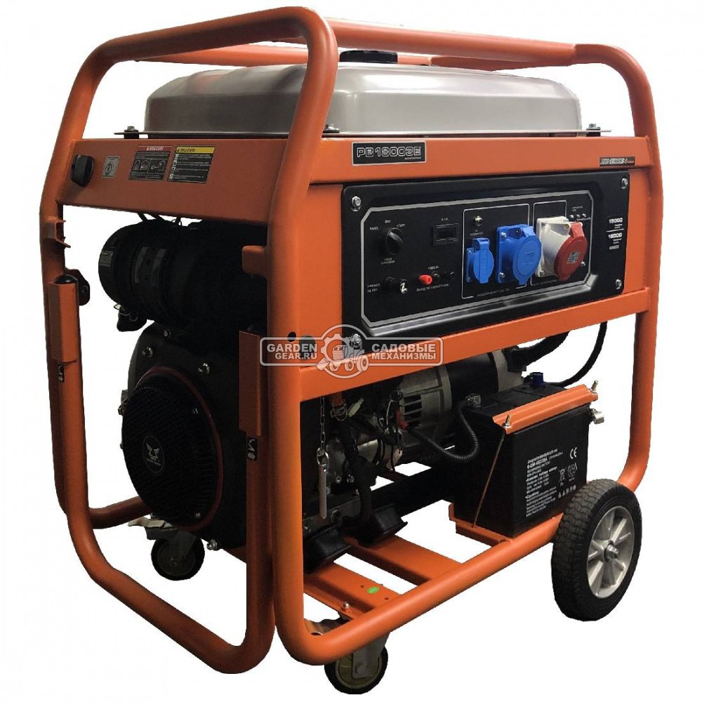 Бензиновый генератор Zongshen PB 22003 E трехфазный (PRC, 999 см3, 17.0/18.0 кВт, 55 л, электростарт, колеса, 227 кг)