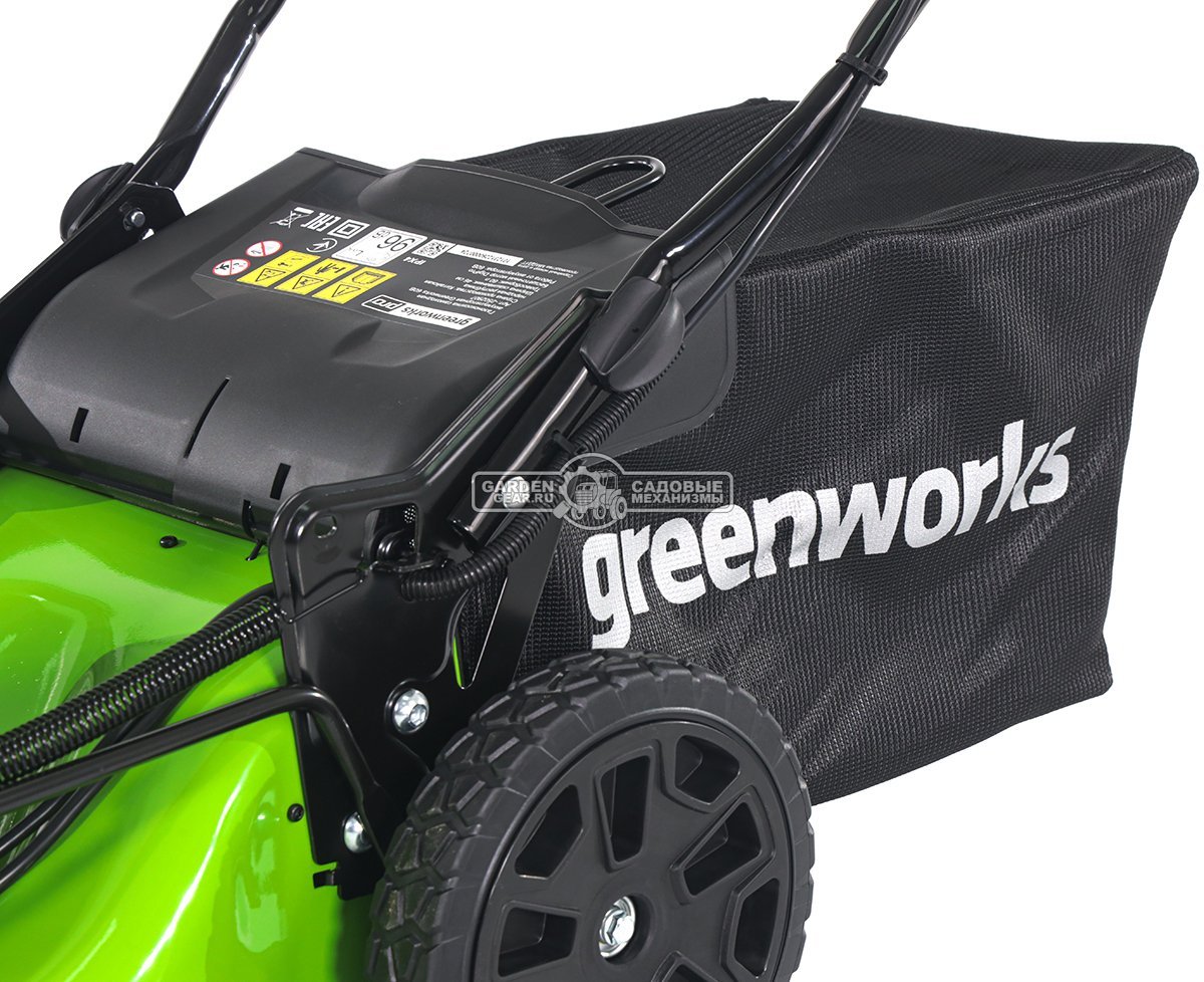 Газонокосилка аккумуляторная самоходная GreenWorks GD60LM46SPK4 с АКБ 4 А/ч и ЗУ (PRC, BL 60В, сталь, 46 см, 3 в 1, 60 л, 25 кг)