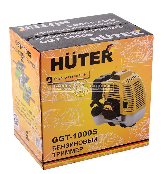 Бензокоса Huter GGT-1000S (PRC, 32.6 см3, 1 кВт/1,36 л.с., нож 3Т + леска 2.4 мм, Т рукоятка, разъёмный вал, 7 кг)