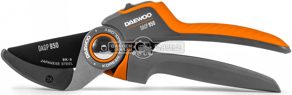Секатор Daewoo DAGP 950 (Диаметр среза 26 мм, храповой механизм, пластиковые рукоятки, 290 гр)
