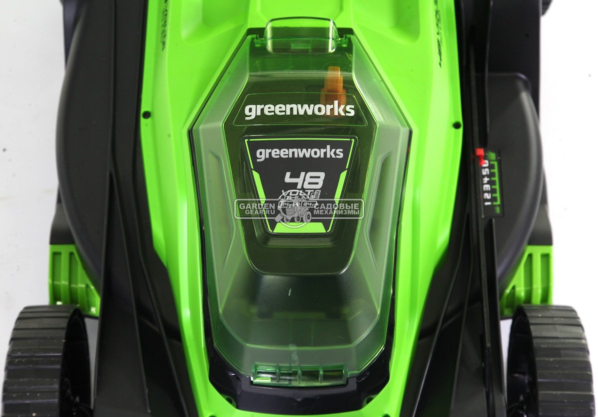 Газонокосилка аккумуляторная GreenWorks G24X2LM41 без АКБ и ЗУ (PRC, 24В, 41 см, 2 слота для АКБ, пластик, мульчирование, 50 л, 18 кг)