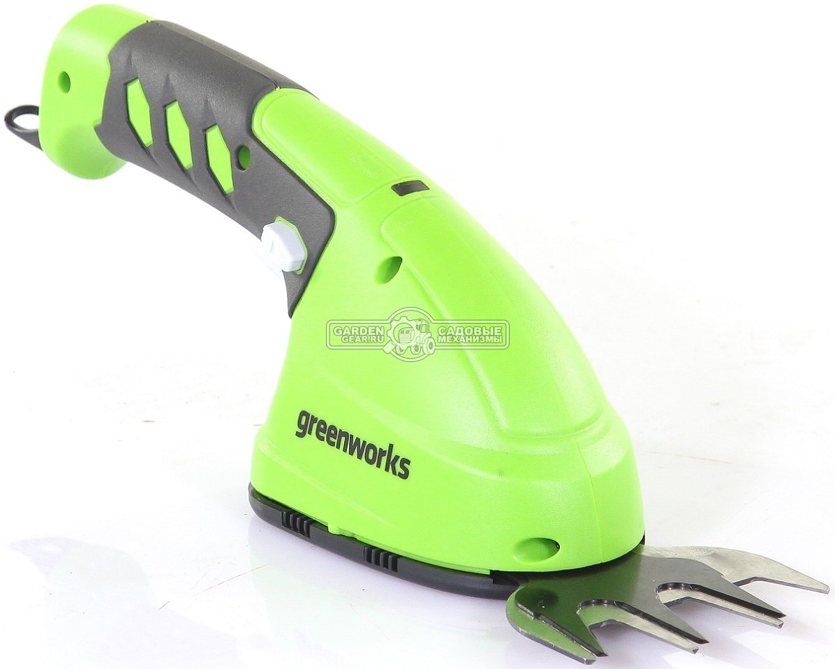Ножницы для газонов аккумуляторные + кусторез GreenWorks G7,2HS (PRC, 7.2 В, 2 Ач, 8 см + 16 см, 0.7 кг)
