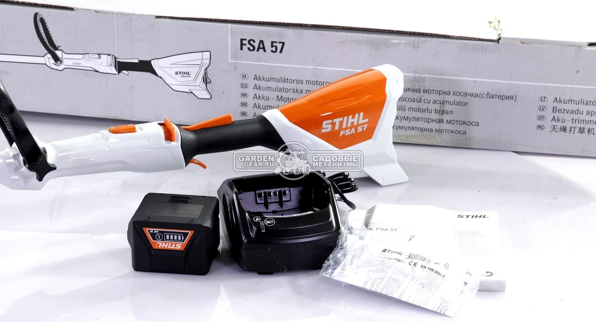 Аккумуляторная мотокоса Stihl FSA 57 SET с АКБ AK10 и ЗУ AL101 (AUT, Compact 36В, AutoCut C 3-2, леска 1,6 мм., 3,5 кг.)