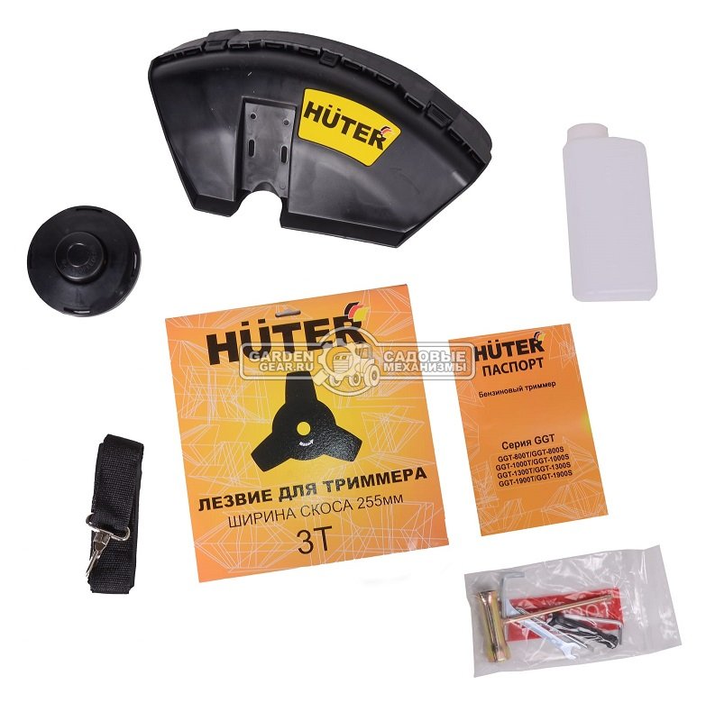 Бензокоса Huter GGT-1300S (PRC, 42.7 см3, 1.3 кВт/1.8 л.с., нож 3Т + леска 2.4 мм, Т рукоятка, разъёмный вал, 7 кг)