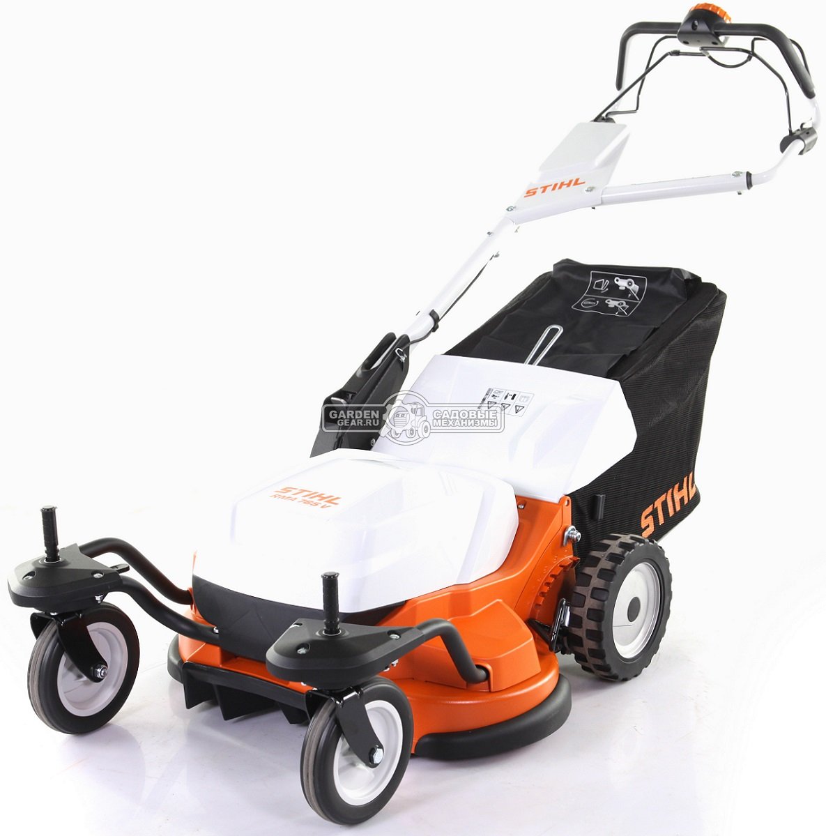 Газонокосилка аккумуляторная Stihl RMA 765.0 V самоходная без АКБ и ЗУ (AUT, 36В Pro, 63 см., вариатор, 80 л., алюминий, монорукоятка, 44 кг.)