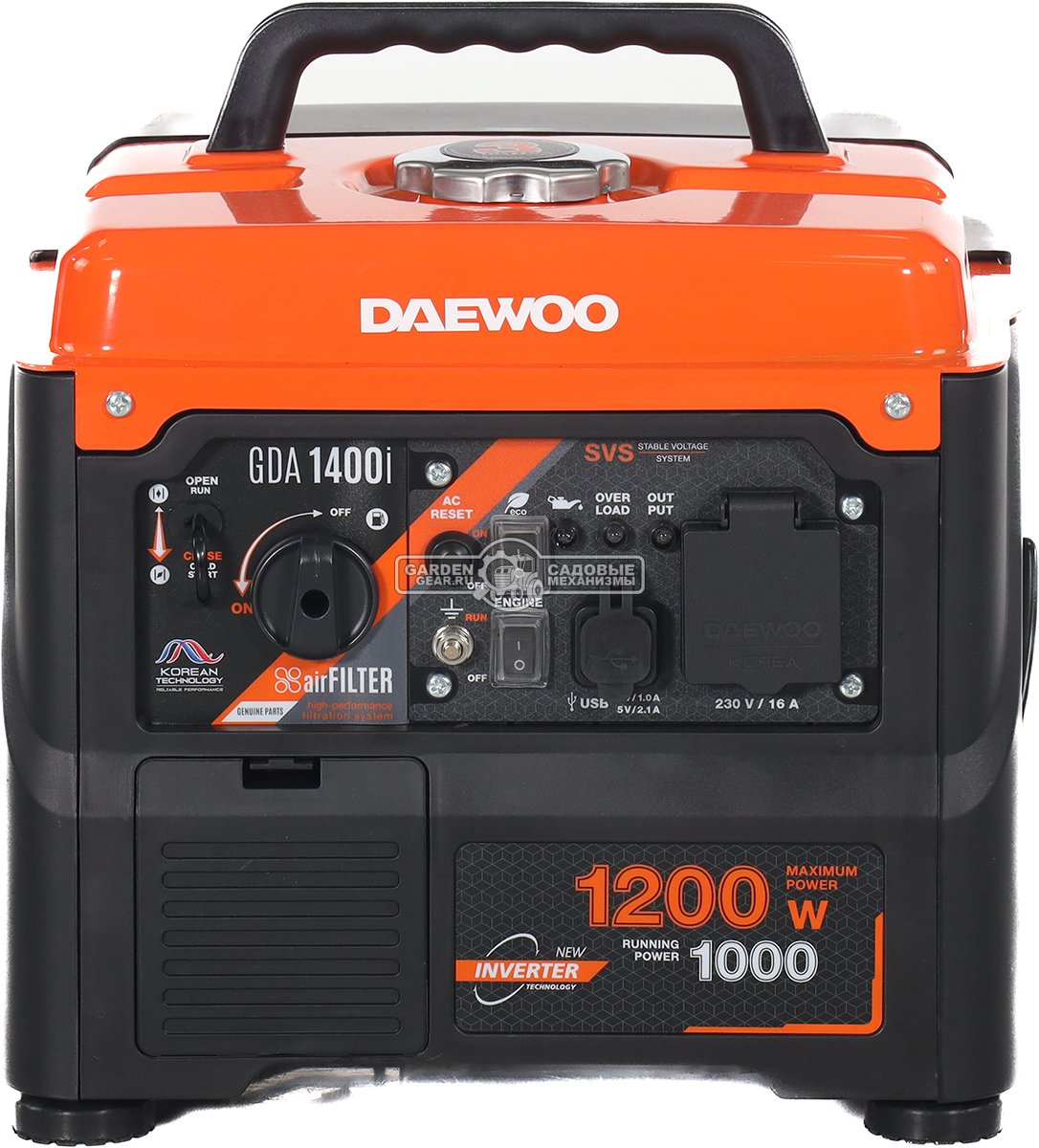 Бензиновый генератор инверторный Daewoo GDA 1400i (PRC, Daewoo, 60 см3, 1,0/1,2 кВт, 3 л., 12,4 кг.)