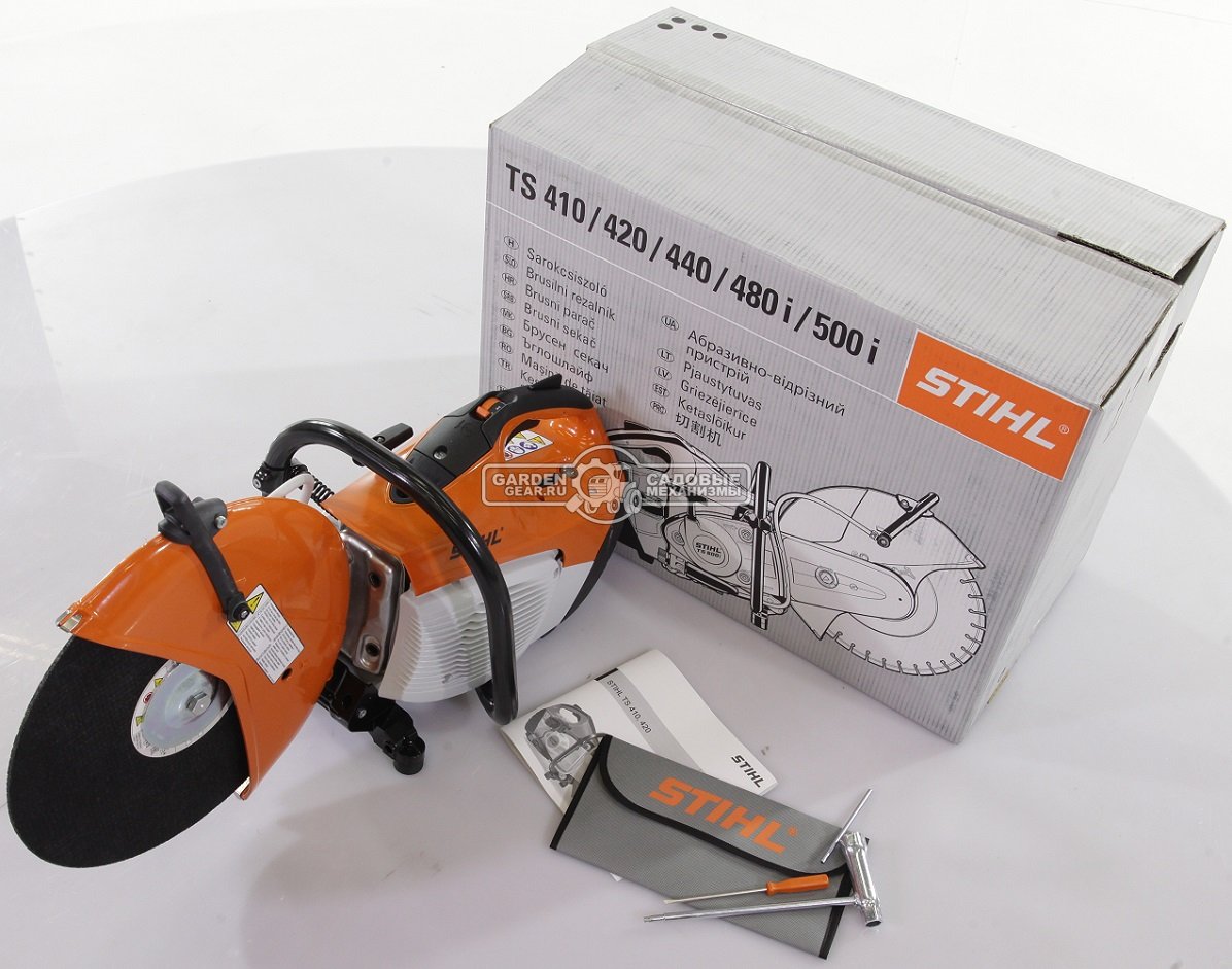 Бензорез Stihl TS 420 (GER, 66,7 куб.см., 3,2 кВт/4,4 л.с., диаметр круга 350 мм., глубина реза 125 мм., 9,6 кг.)