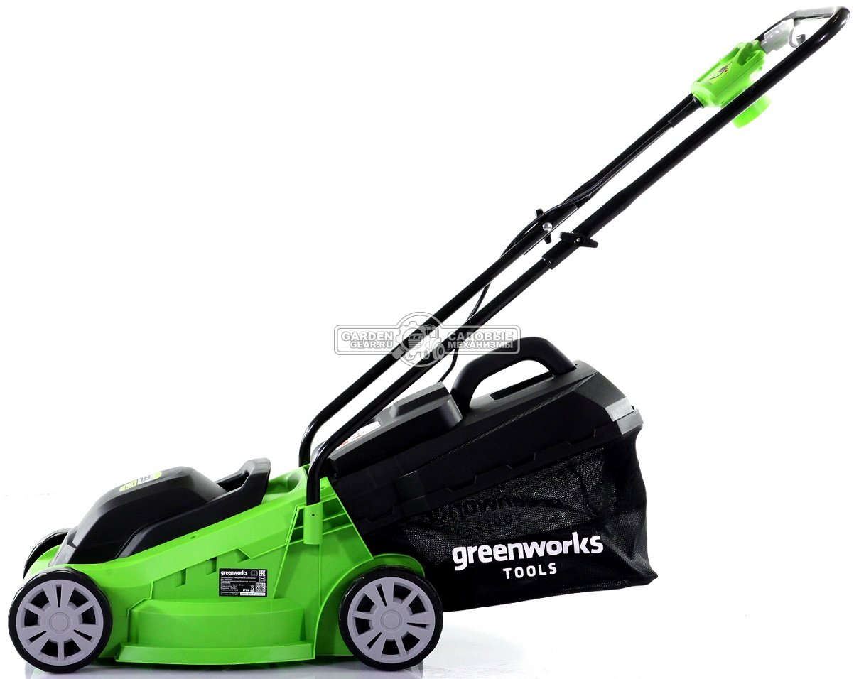 Газонокосилка электрическая GreenWorks GLM1232 (PRC, 32 см, 1200 Вт, плаcтик, 25 л, 7 кг)