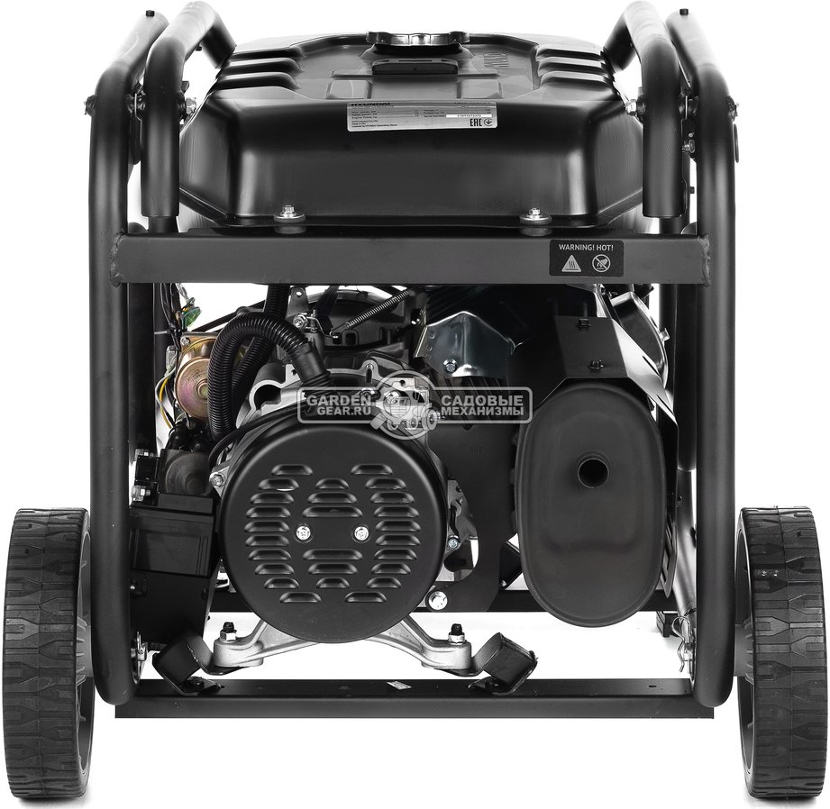 Бензиновый генератор Hyundai HHY 7050FE (PRC, Hyundai, 459 см3, 5,0/5,5 кВт, 25 л, электро стартер, комплект колёс, 94 кг)