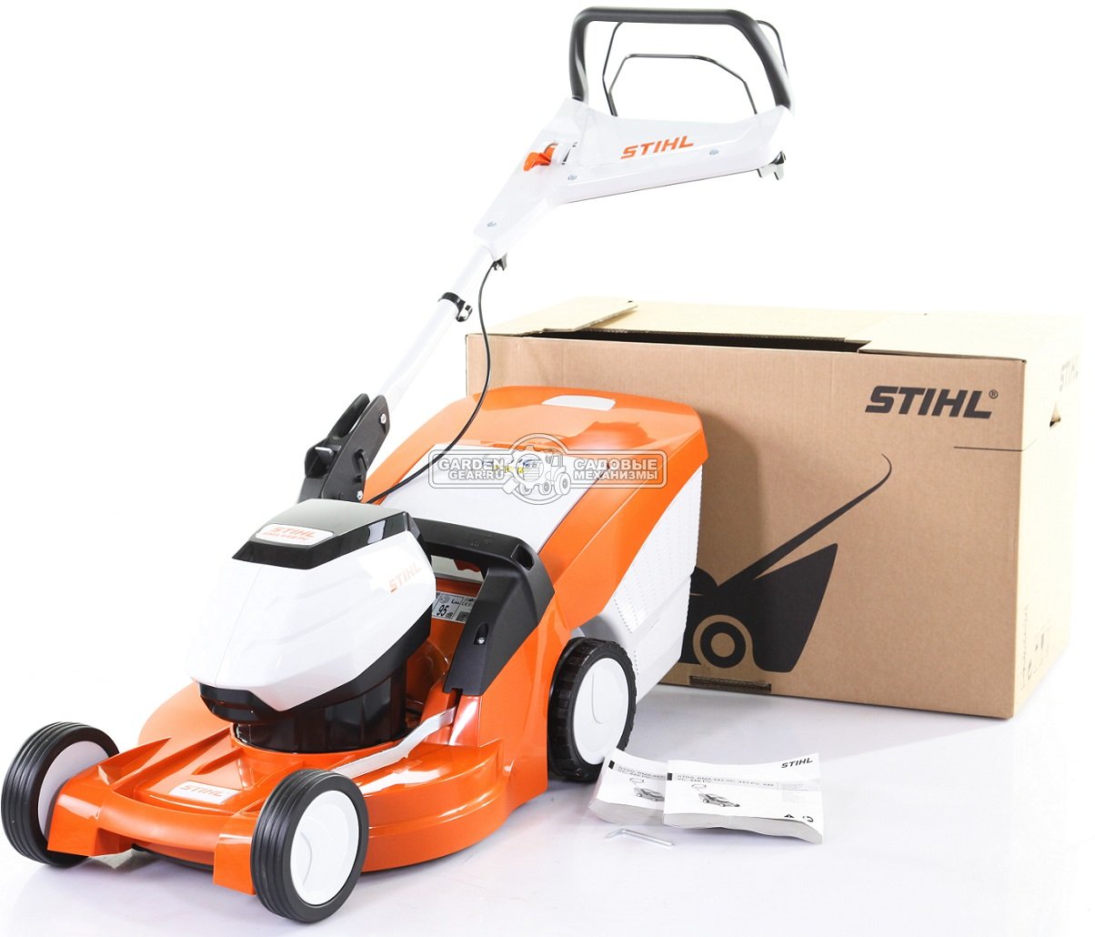 Газонокосилка аккумуляторная Stihl RMA 448.2 PV самоходная без АКБ и ЗУ (AUT, 36В Pro, 46 см., 55 л., пластик, монорукоятка, вариатор, 24 кг.)