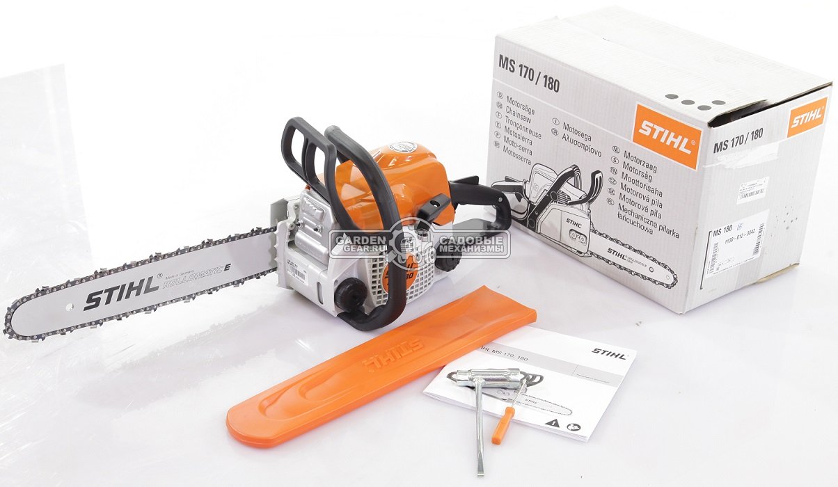 Бензопила Stihl MS 180 16&quot; (PRC, 31,8 куб.см., 1,5 кВт/2,0 л.с., 3/8&quot;, 1,3 мм., 55E, 3,9 кг.)