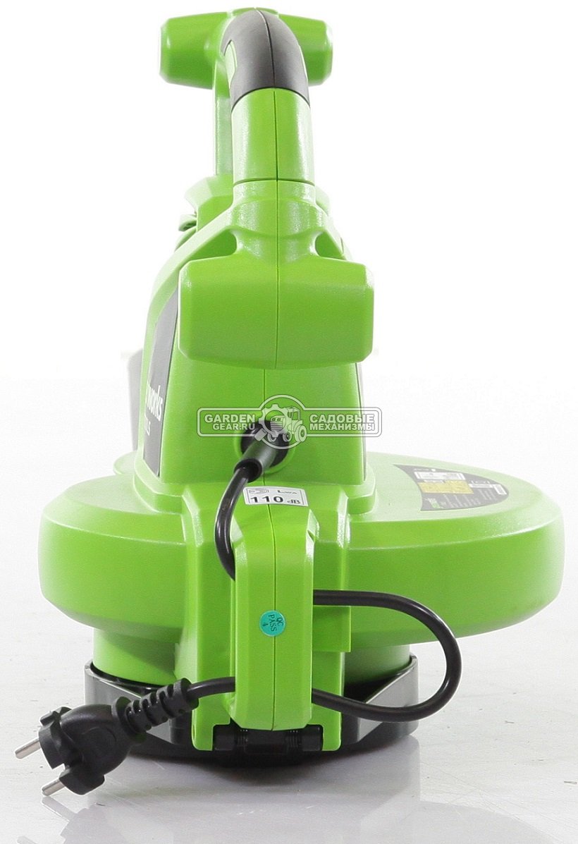 Садовый пылесос/воздуходувка электрическая GreenWorks GBV2800 (PRC, 2800, 270-320 км/ч, мешок 45 л, 4.8 кг)