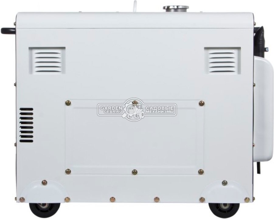 Дизельный генератор Hyundai DHY 8000SE в шумозащитном кожухе (PRC, Hyundai, 460 см3, 6,0/6.5 кВт, 17 л, электростартер, комплект колёс 169 кг)