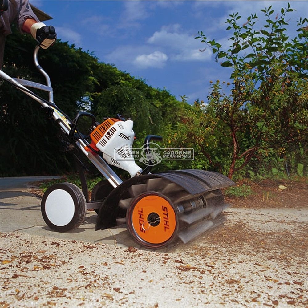 Подметальная машина Stihl MM 56 несамоходная (USA, 60 см, 0,85 кВт/1,2 л.с., мультимотор + щетка KB-MM + опорные колеса)