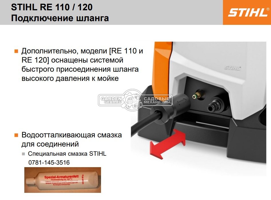 Мойка высокого давления Stihl RE 110 (PRC, 10-110/120 Бар, 380/440 л/ч., шланг 7 м., 17,6 кг.)