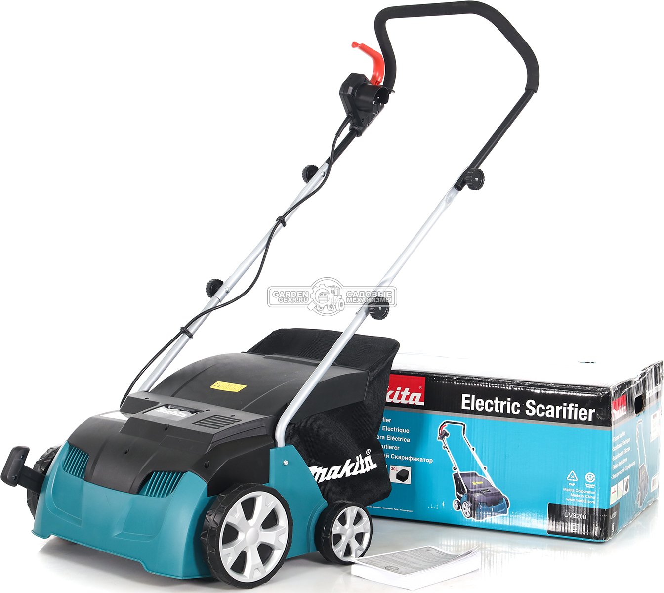 Вертикуттер - аэратор электрический Makita UV3200 (PRC, 1300 Вт, 32 см, ножи, пластик, 30 л, 12 кг)