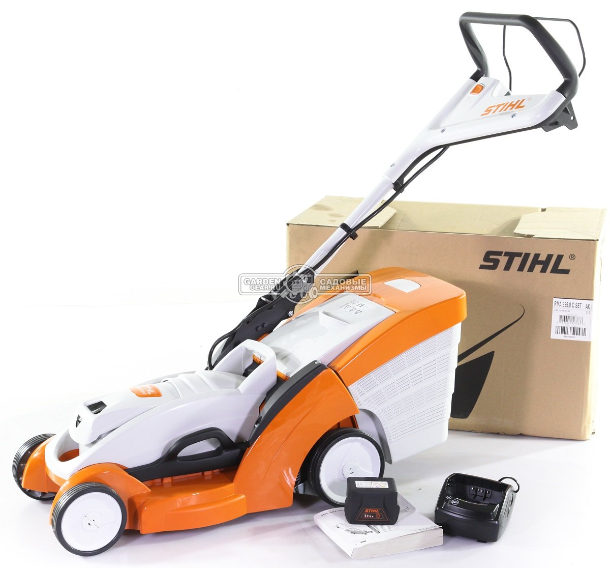 Газонокосилка аккумуляторная Stihl RMA 339.0 C без АКБ и ЗУ (AUT, 36В Compact, 37 см., несамоходная, травосборник 40 л,, монорукоятка, 16 кг.)