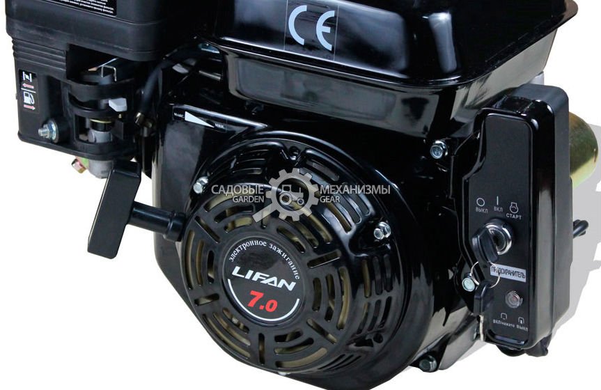 Бензиновый двигатель Lifan 170FD (PRC, 7 л.с., 212 см3. диам. 19 мм шпонка, электростартер.16 кг)