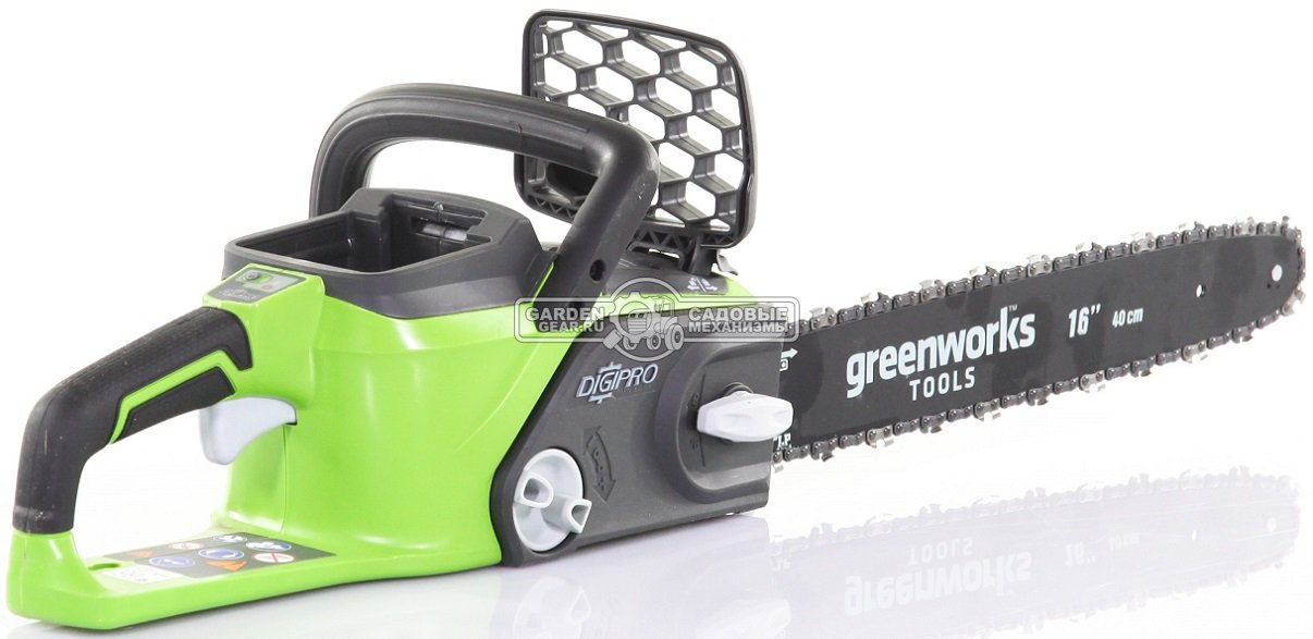 Пила аккумуляторная цепная GreenWorks GD40CS40 K4 (PRC, Li-ion, АКБ 4 А/ч, беcщеточный мотор, 40 см, 5.4 кг)