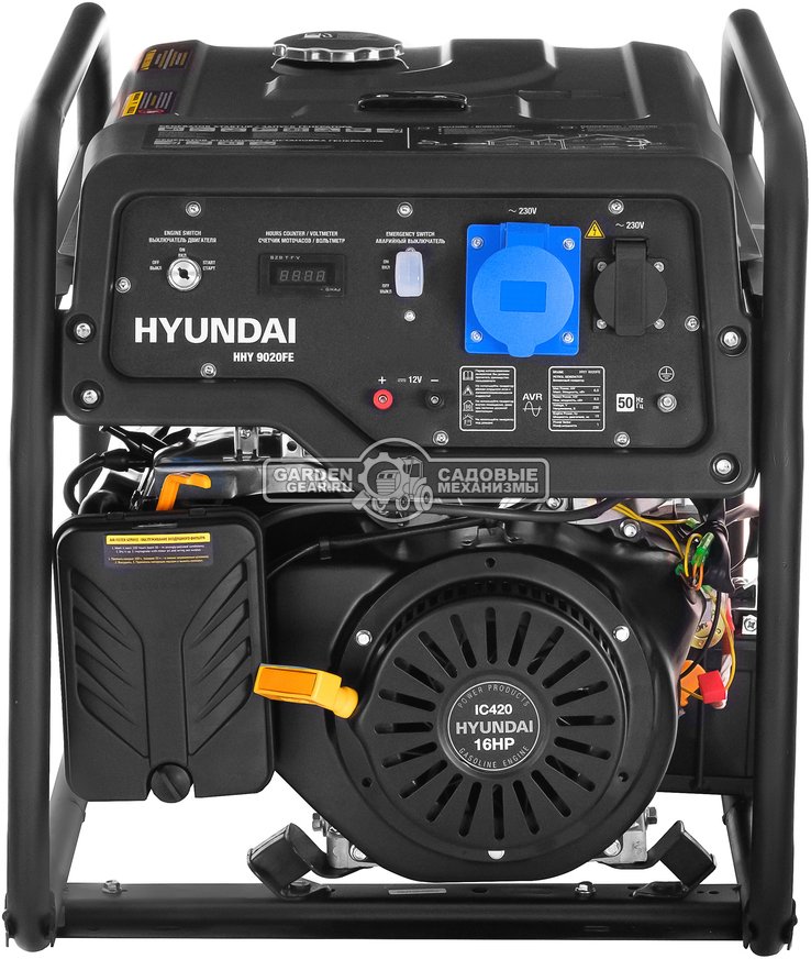 Бензиновый генератор Hyundai HHY 9020FE (PRC, Hyundai, 420 см3, 6,0/6,5 кВт, 25 л, электро стартер, 86.5 кг)