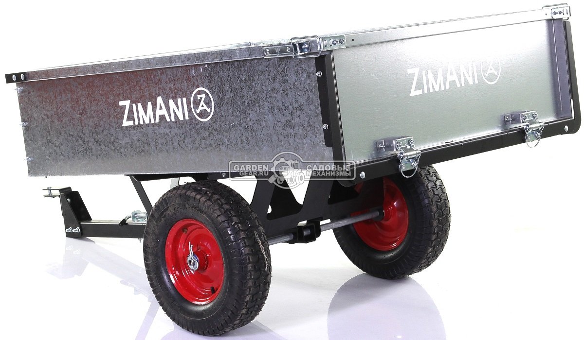 Тележка - прицеп ZimAni Stainless steel 500 для садовых тракторов, с механизмом опрокидывания (оцинкованной сталь, 500 кг)