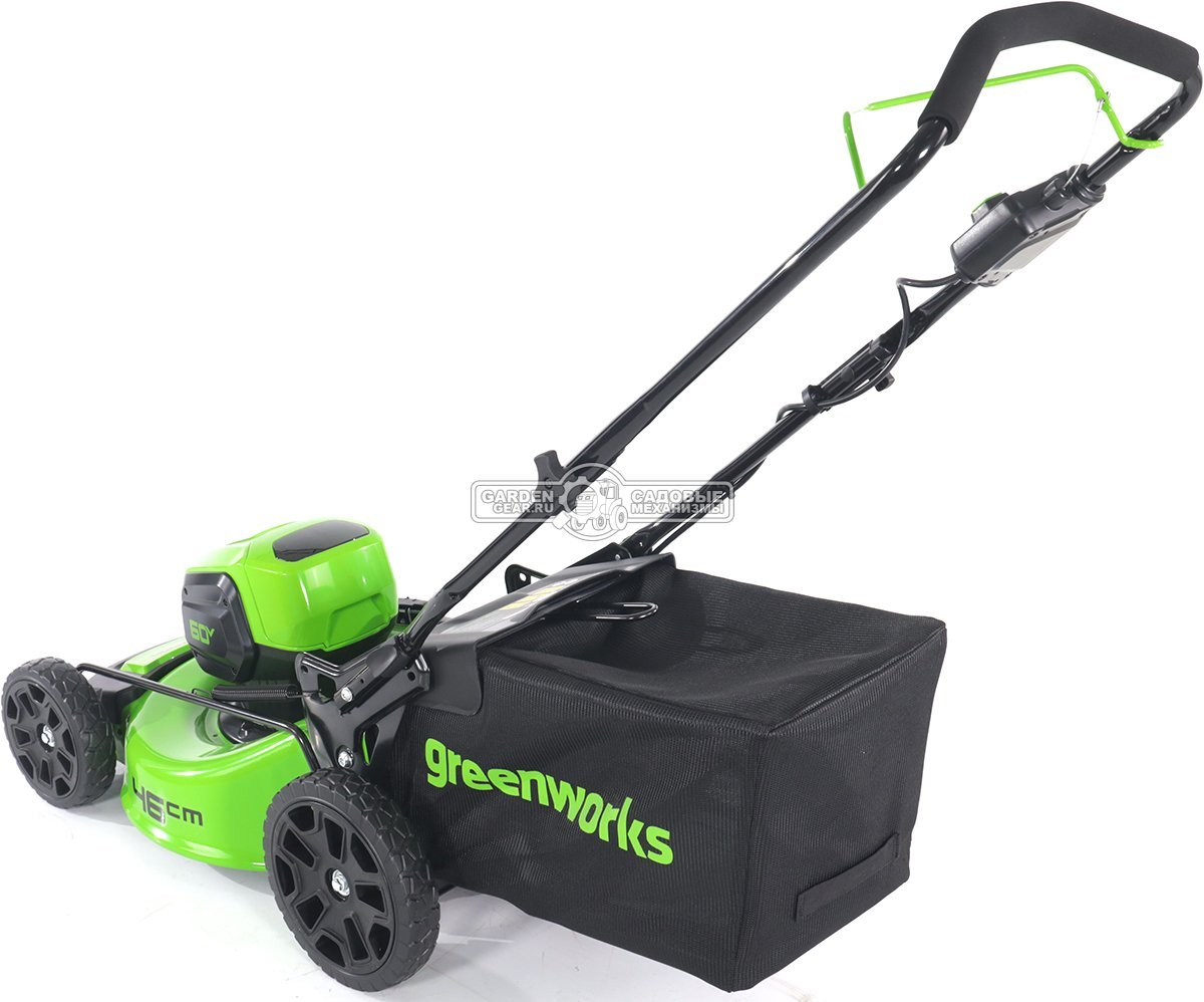 Газонокосилка аккумуляторная GreenWorks GD60LM46HP без АКБ и ЗУ (PRC, BL 60В, 46 см, сталь, 3 в 1, 60 л, 24 кг)