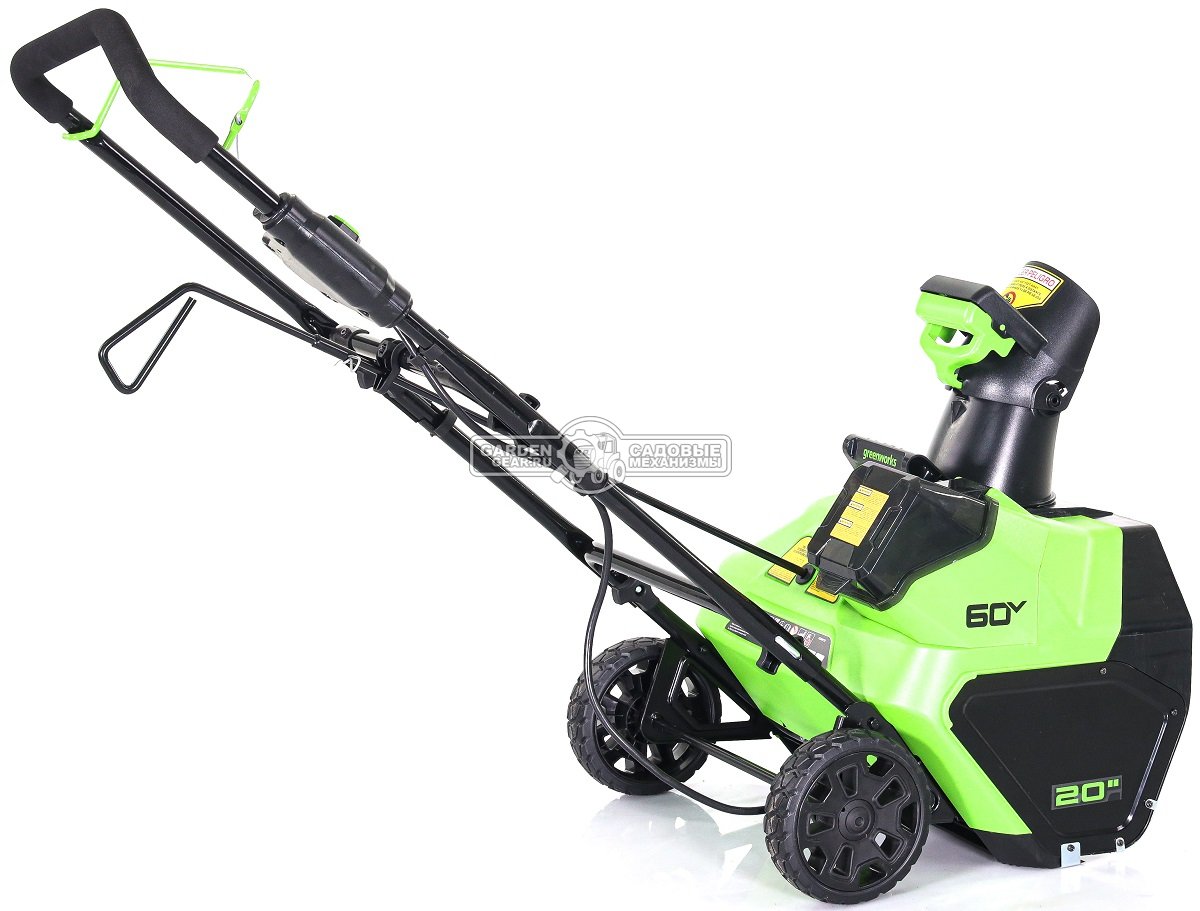 Снегоуборщик аккумуляторный GreenWorks GD60PSTK4 с АКБ 4 А/ч и ЗУ (PRC, BL 60В, ширина 51 см, LED фара, 15 кг)