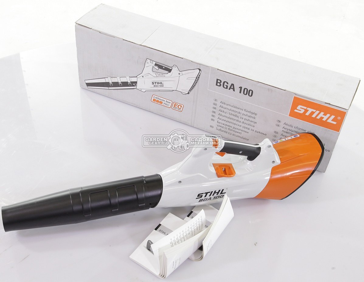 Воздуходувка аккумуляторная Stihl BGA 100 SET c АКБ AR 3000 и ЗУ AL 500 (AUT, 36В Pro, макс. расход воздуха 840 м3/ч., скорость 81 м/с., 2,5 кг.)