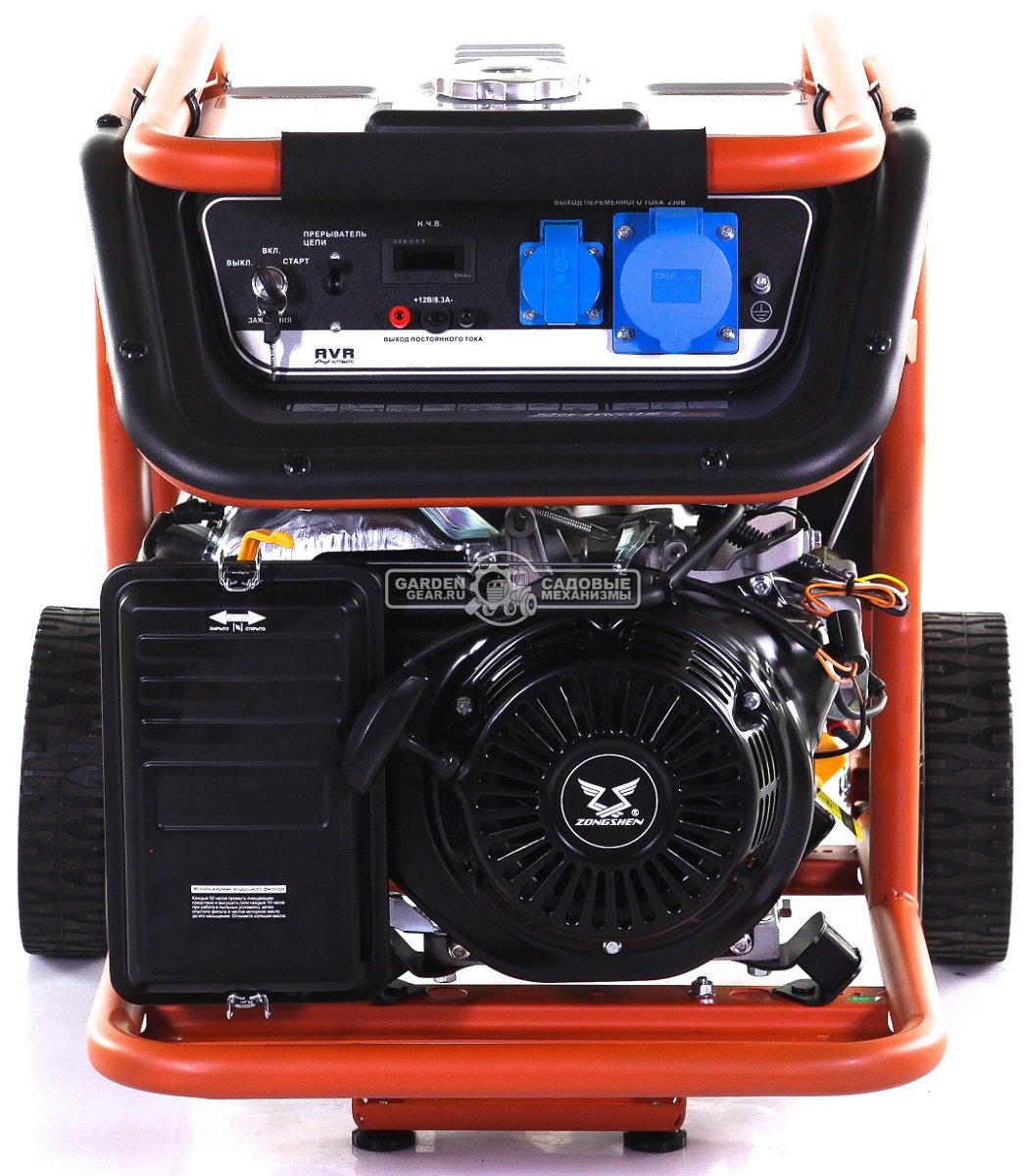 Бензиновый генератор Zongshen Premium KB 6000 E (PRC, 420 см3, 5.0/5.5 кВт, 32 л, электростарт, колеса, 87 кг)