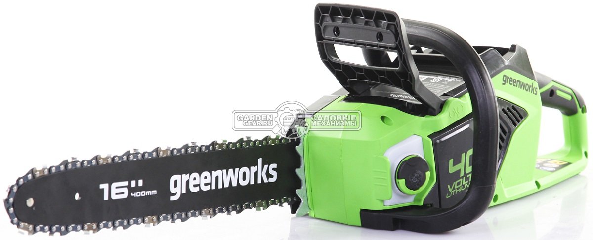 Пила аккумуляторная цепная GreenWorks GD40CS18K4 16&quot; с АКБ 4 А/ч и ЗУ (PRC, BL 40В, 3/8&quot;-1.3-56E, 3.8 кг)