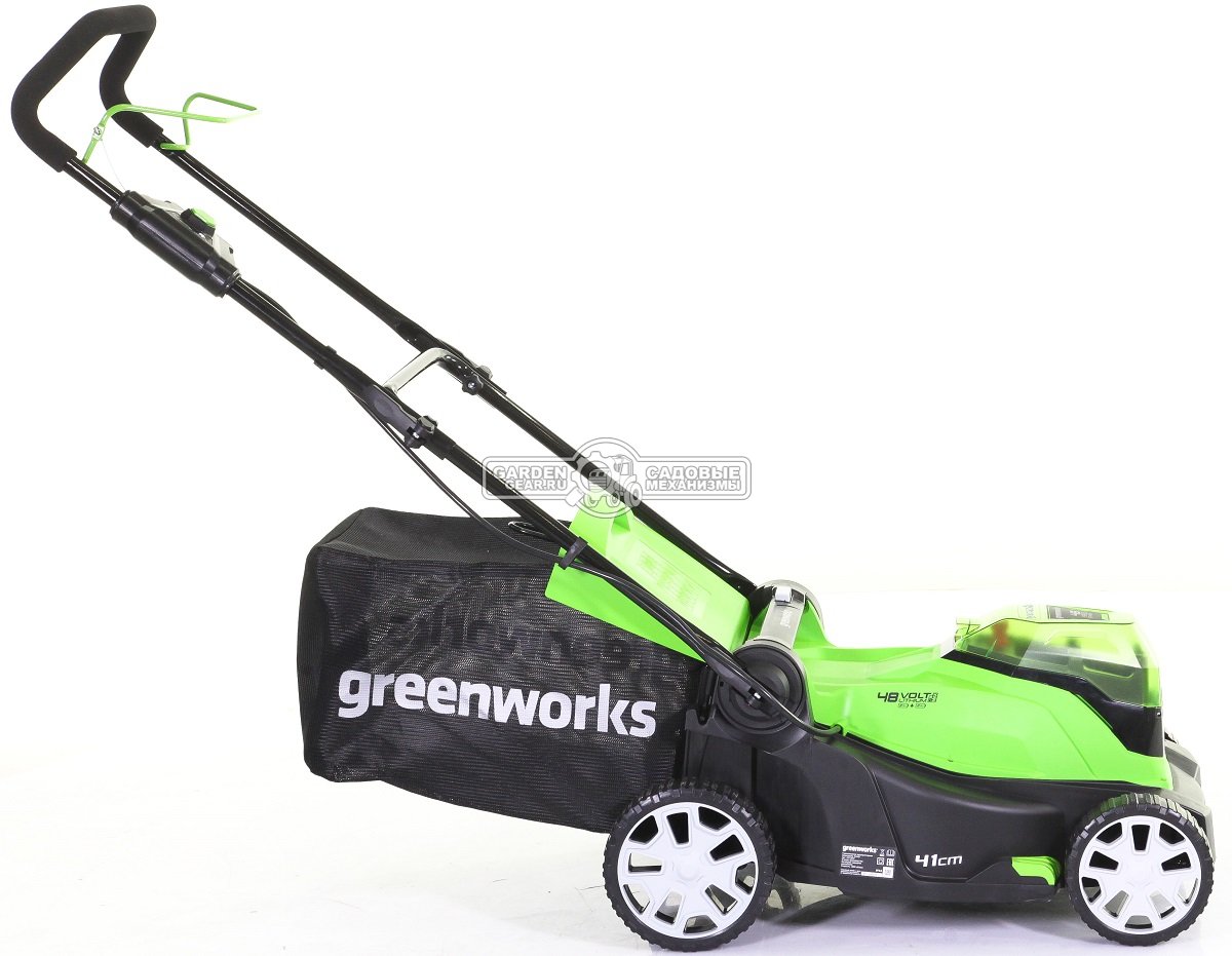 Газонокосилка аккумуляторная GreenWorks G24X2LM41 без АКБ и ЗУ (PRC, 24В, 41 см, 2 слота для АКБ, пластик, мульчирование, 50 л, 18 кг)