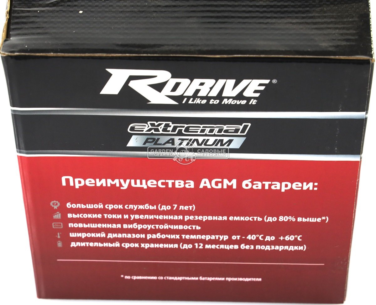 Аккумулятор RDrive Extremal Platinum GYZ16H-BS сухозаряженный (150x87x147, 12В, 16.8 Ач, 230A, прямая полярность)