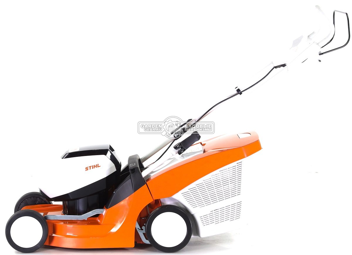 Газонокосилка аккумуляторная Stihl RMA 443.2 SET c АКБ AP 200 и ЗУ AL 101 (AUT, 36В Pro, 41 см., несамоходная, травосборник 55 л., пластик, 21,7 кг.)