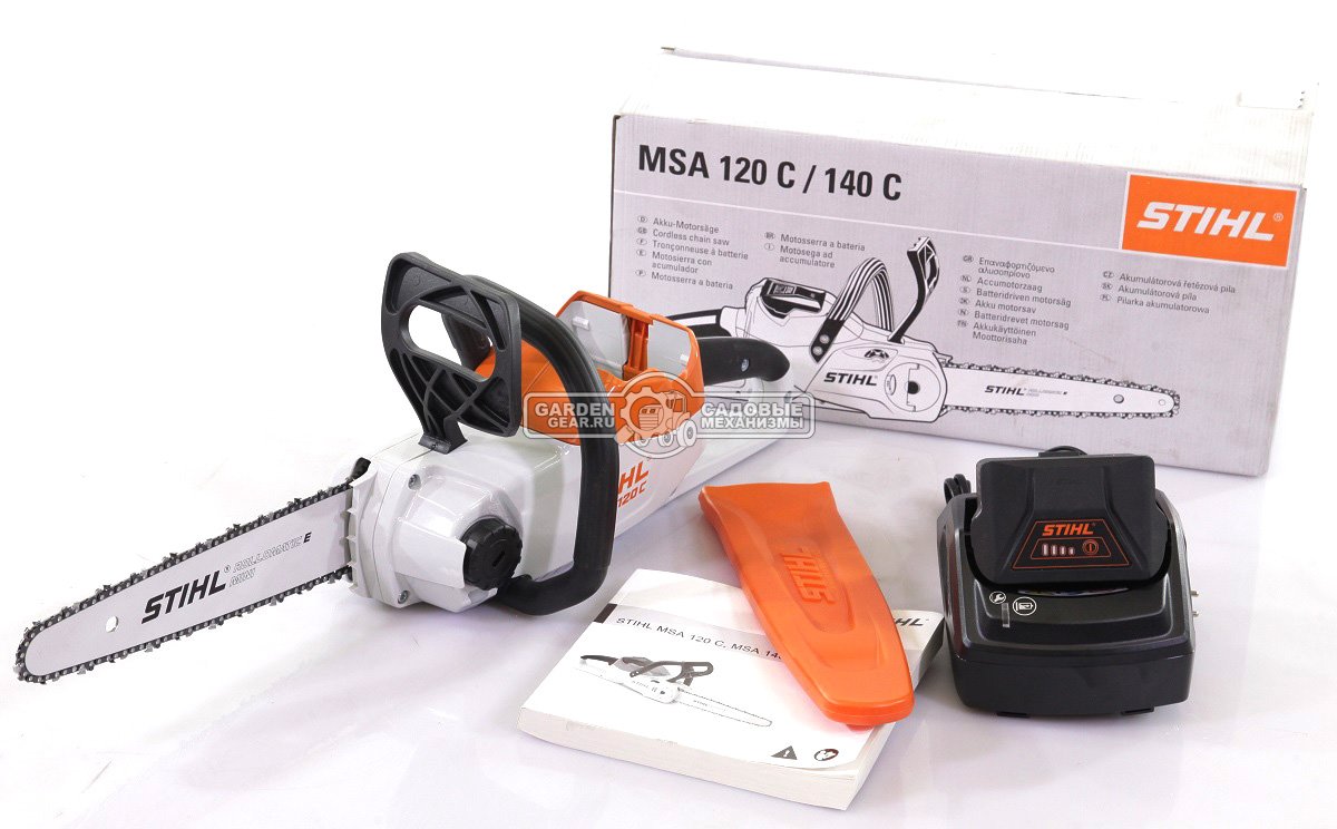 Аккумуляторная цепная пила Stihl MSA 120 C-B 12&quot; SET c 2xАК20 и AL101 (AUT, Compact 36В, 1/4&quot;P, 1,1 мм., 64E, 3,9 кг.)