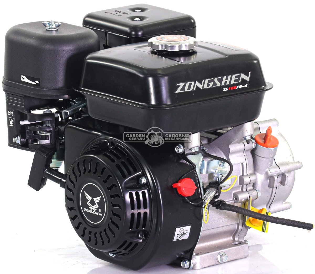 Бензиновый двигатель Zongshen ZS168FB-4 (PRC, 6.5 л.с., 196 см3, D=22 мм L= 50, шпонка, катушка освещения, понижающий редуктор 1/2, 22 кг.)