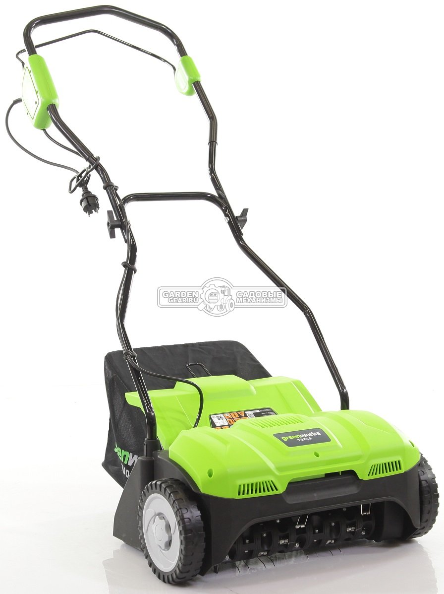 Аэратор электрический GreenWorks GDT35 (PRC, 1100 Вт., 32 см., пружины, пластик, 20 л., 12 кг)