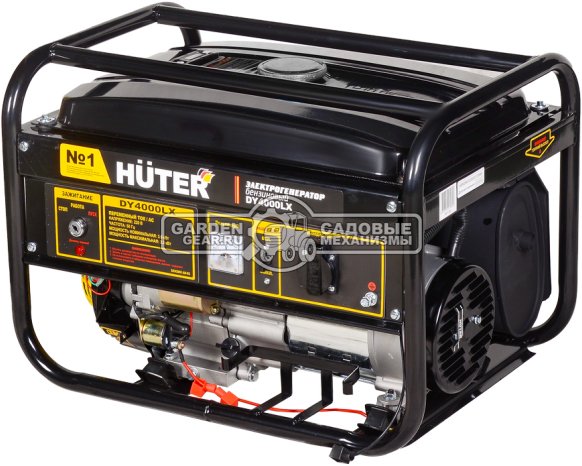 Бензиновый генератор Huter DY4000LX (PRC, Huter 210 см3, 230 В, 3 кВт, 15 л, эл. старт, 45 кг)
