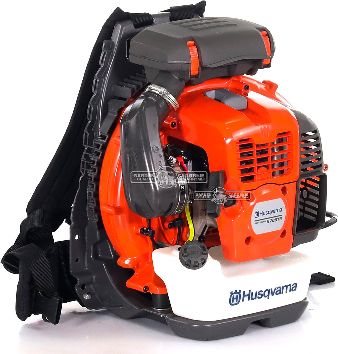 Воздуходувка бензиновая ранцевая Husqvarna 570BTs (USA, 65.6 куб.см., 3.95 л.с., X-Torq, 1680 м3/ч, 106 м/с, 11.2 кг)