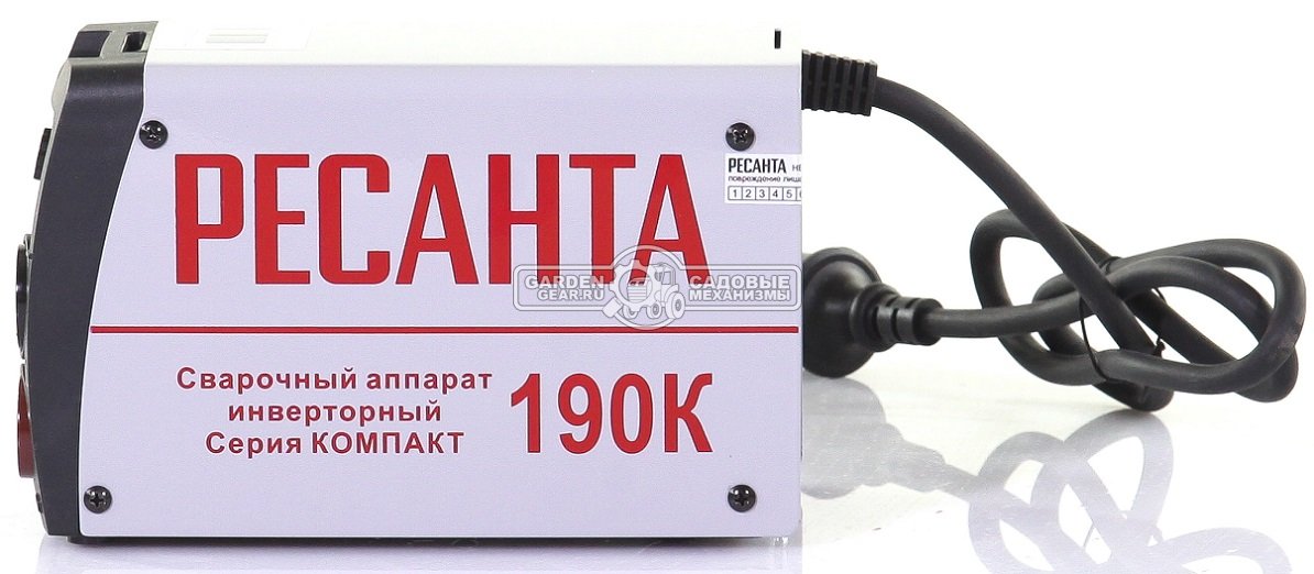Сварочный аппарат инверторный Ресанта САИ 190 К компакт (PRC, 140-260 В, 10-190 А, 5 мм, 4,3 кг)
