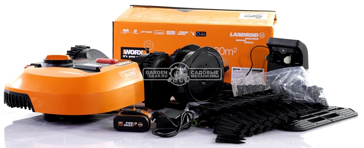 Газонокосилка робот Worx Landroid M WR143E (18 см, BL, 4 А/ч, 3.0 А, площадь газона до 1000 м2, Cut to Edge, SideCharger)