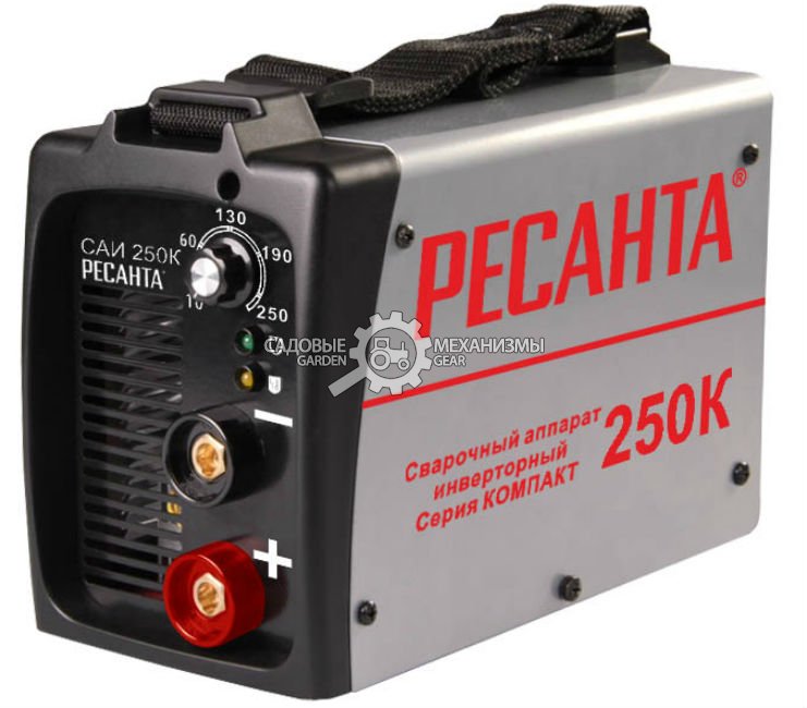 Сварочный аппарат инверторный Ресанта САИ 250 К компакт (PRC, 140-260 В, 10-250 А, 6 мм, 4,5 кг)