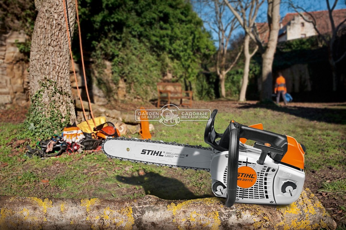 Бензопила сучкорез одноручная Stihl MS 201 TC-M 12&quot; (GER, 35,2 куб.см., 1,8 кВт/2,4 л.с, 2-MIX, M-Tronic, ElastoStart, 3/8&quot;, 1,3 мм., 44E, 3,7 кг.)