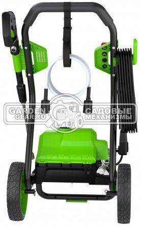 Мойка высокого давления GreenWorks GPW2000II (PRC, 2000 Вт, 140 бар, 420 л/ч, шланг 7.6 м, вес 13.4 кг)