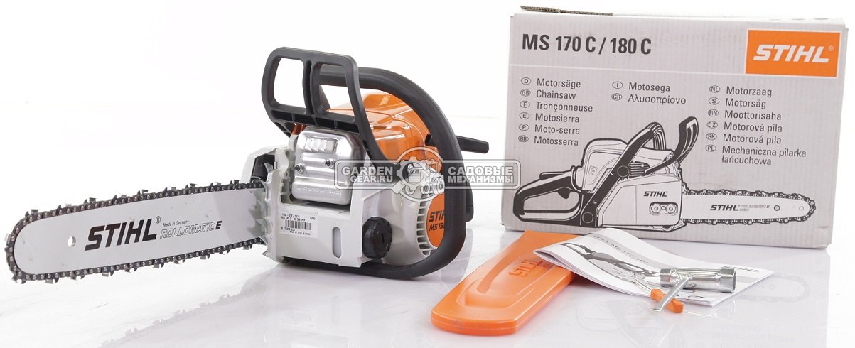 Бензопила Stihl MS 180 C-BE 16&quot; (PRC, 31,8 куб.см., 1,5 кВт/2,0 л.с., Ergostart, 3/8&quot;, 1,3 мм., 55E, 3,9 кг.)