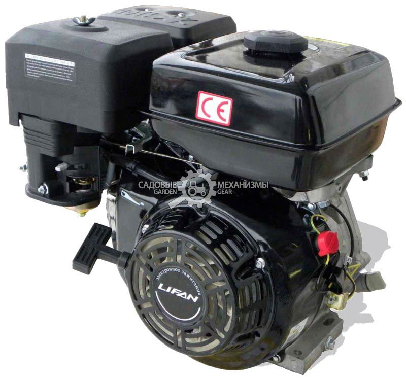 Бензиновый двигатель Lifan 168F-R (PRC, 6.5 л.с., 196 см3. диам. 20 мм шпонка, редуктор, 16 кг)