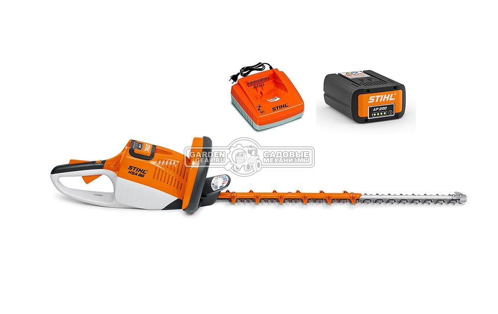 Кусторез аккумуляторный Stihl HSA 86 SET c AP200 и AL300 (AUT, 36В Pro, длина реза 62 см, расстояние между зубьями 33 мм., 3.3 кг)