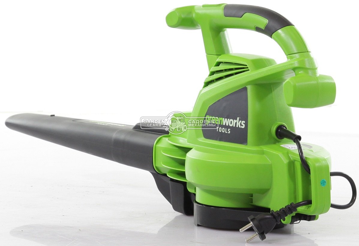 Садовый пылесос/воздуходувка электрическая GreenWorks GBV2800 (PRC, 2800, 270-320 км/ч, мешок 45 л, 4.8 кг)