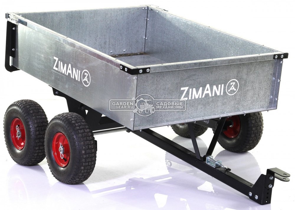 Тележка - прицеп ZimAni Stainless steel 500 4WD для садовых тракторов, с механизмом опрокидывания (4 колеса, оцинкованной сталь, 500 кг)