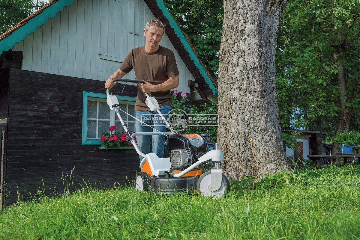 Газонокосилка бензиновая Stihl RM 3.0 RT мульчирующая (AUT, 48 см, самоходная задний привод, B&S 650 EXi, 163 куб.см., сталь, боковой выброс, 35 кг)