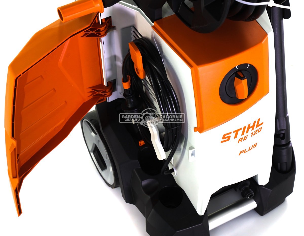 Мойка высокого давления Stihl RE 120 Plus (PRC, 10-125/160 Бар, 400/480 л/ч., шланг 9 м + барабан, 21,2 кг.)